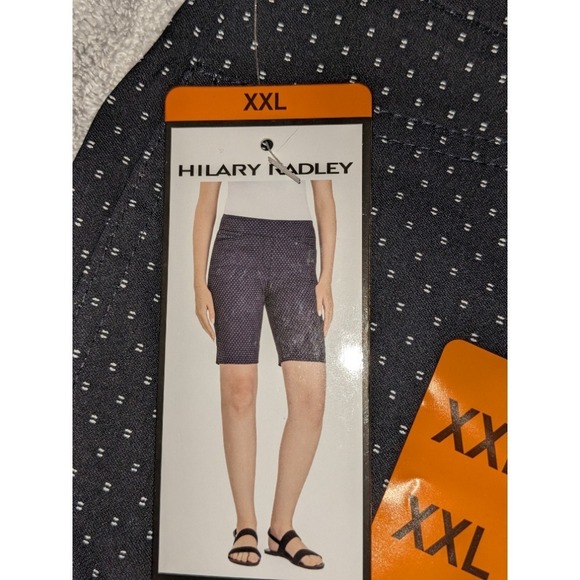 Hilary Radley Bermuda Shorts Polka Dot Pull On Knit Stretch XXL Navy White NWT - Picture 6 of 9